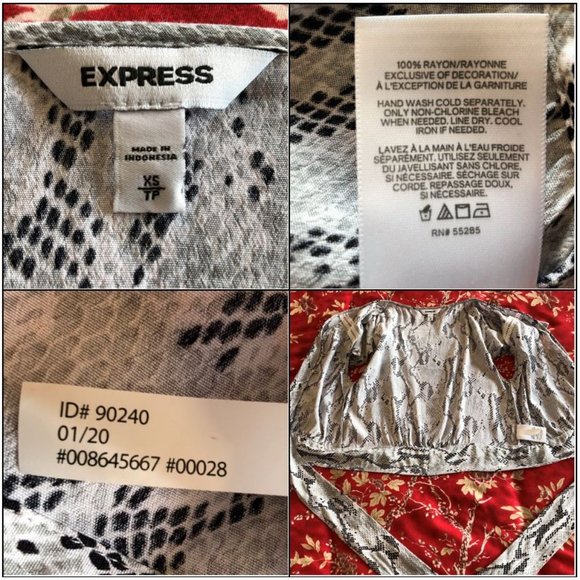 Eye-Catching Snakeskin Flutter Sleeve Tie-Front Blouse by Express XS - Picture 16 of 16